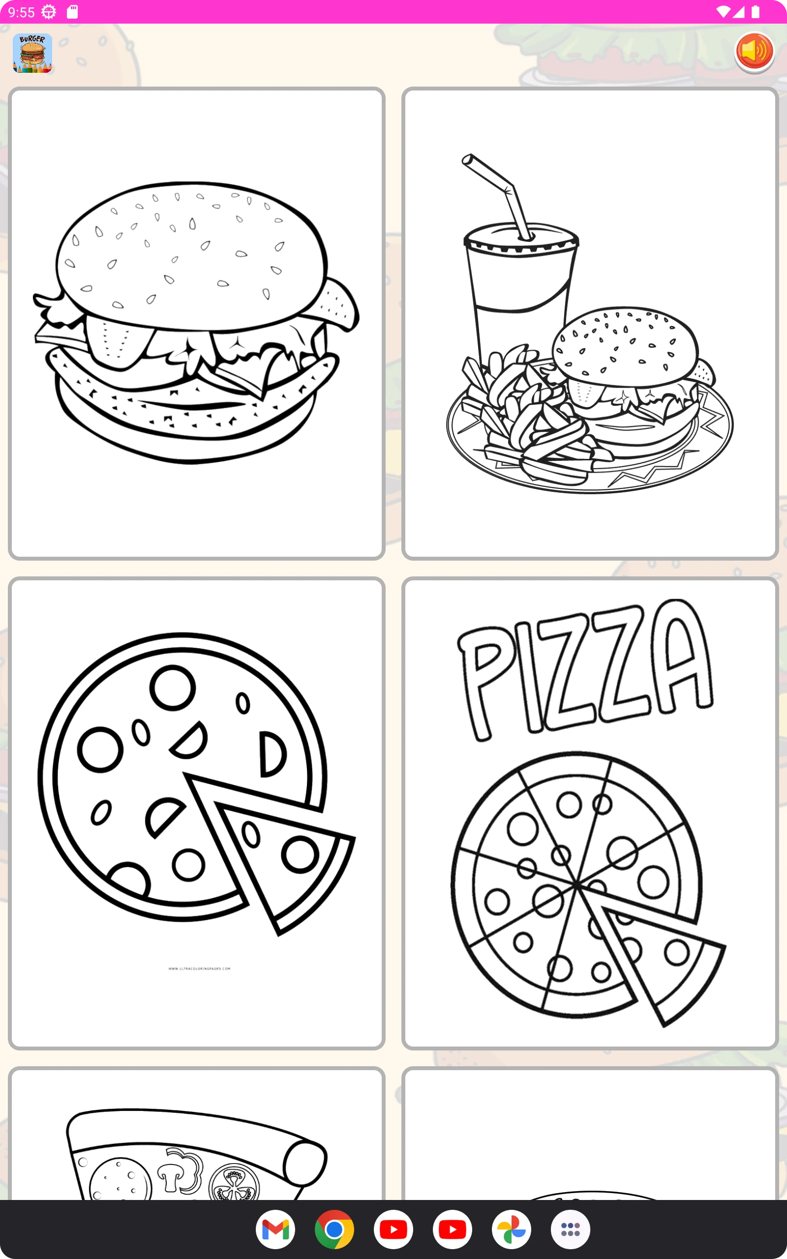 Hamburger coloring game screenshot