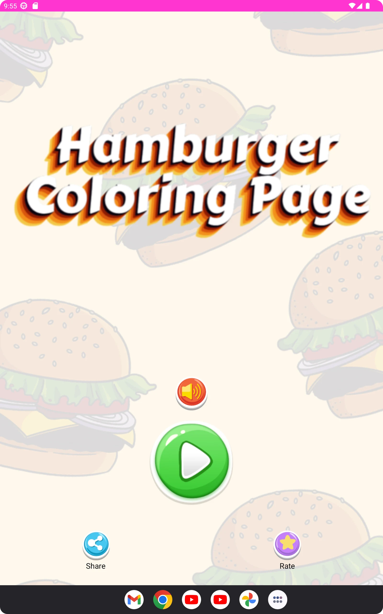 Hamburger coloring game screenshot